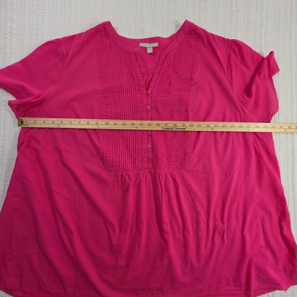 Woman Within V-Neck Tunic Top 3X (30/32) Bright Fuchsia Henley - Picture 7 of 12